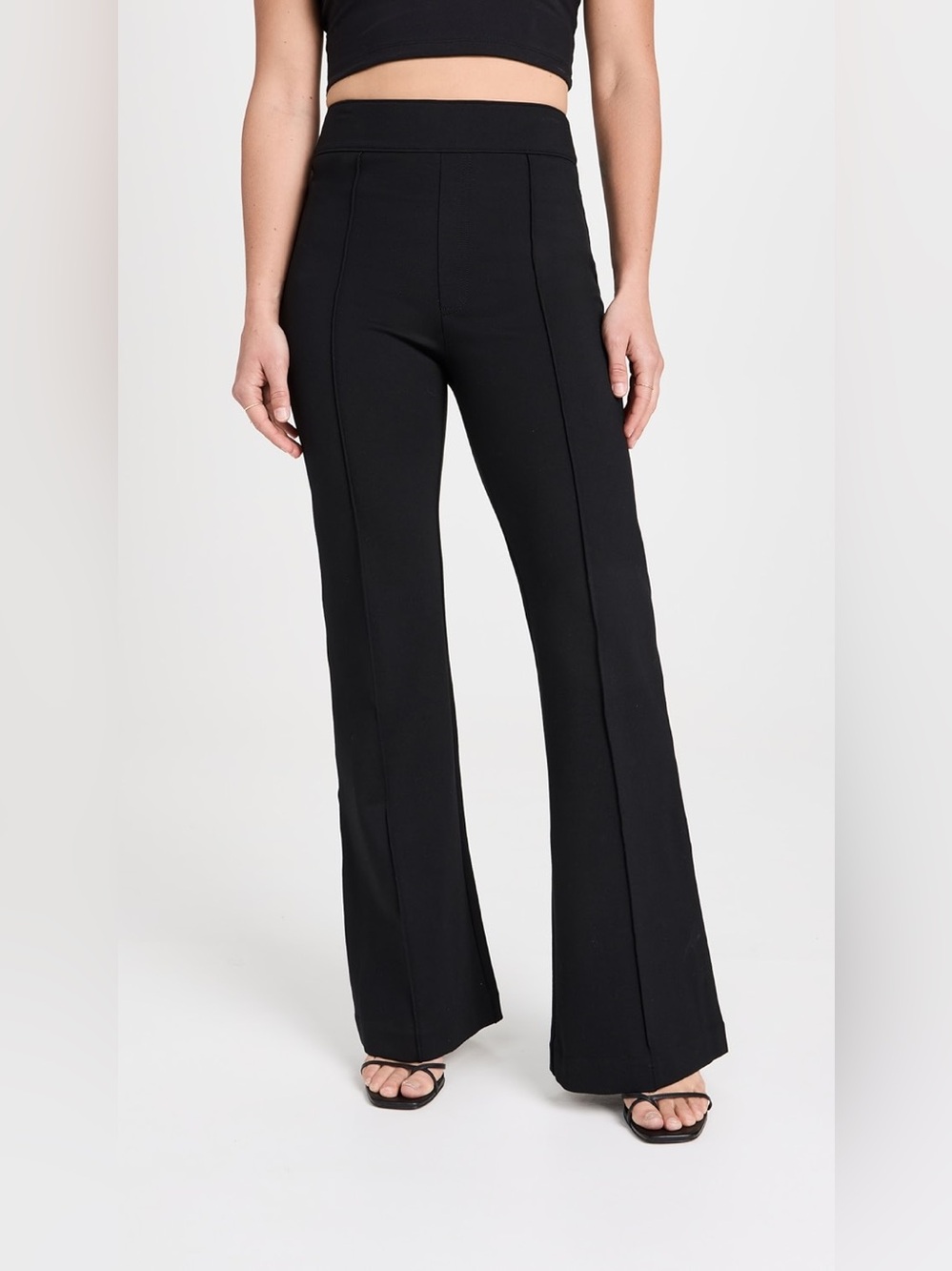 Spanx Hi Rise Flare Petite Perf Pants In Classic Black Size XSP